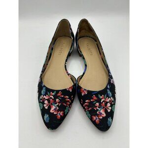 Talbots Shoes Womens Blue Floral Print Edison D’orsay Slip On Flats Size 8 1/2M